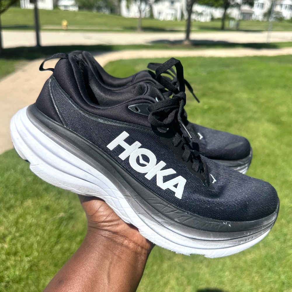 Hoka Bondi 8 Women's Athletic Shoes Size 8 Black White - Picture 8 of 12